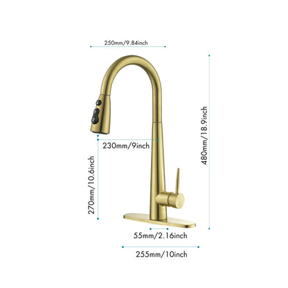 Gold Kitchen Faucets with Pull Down Sprayer