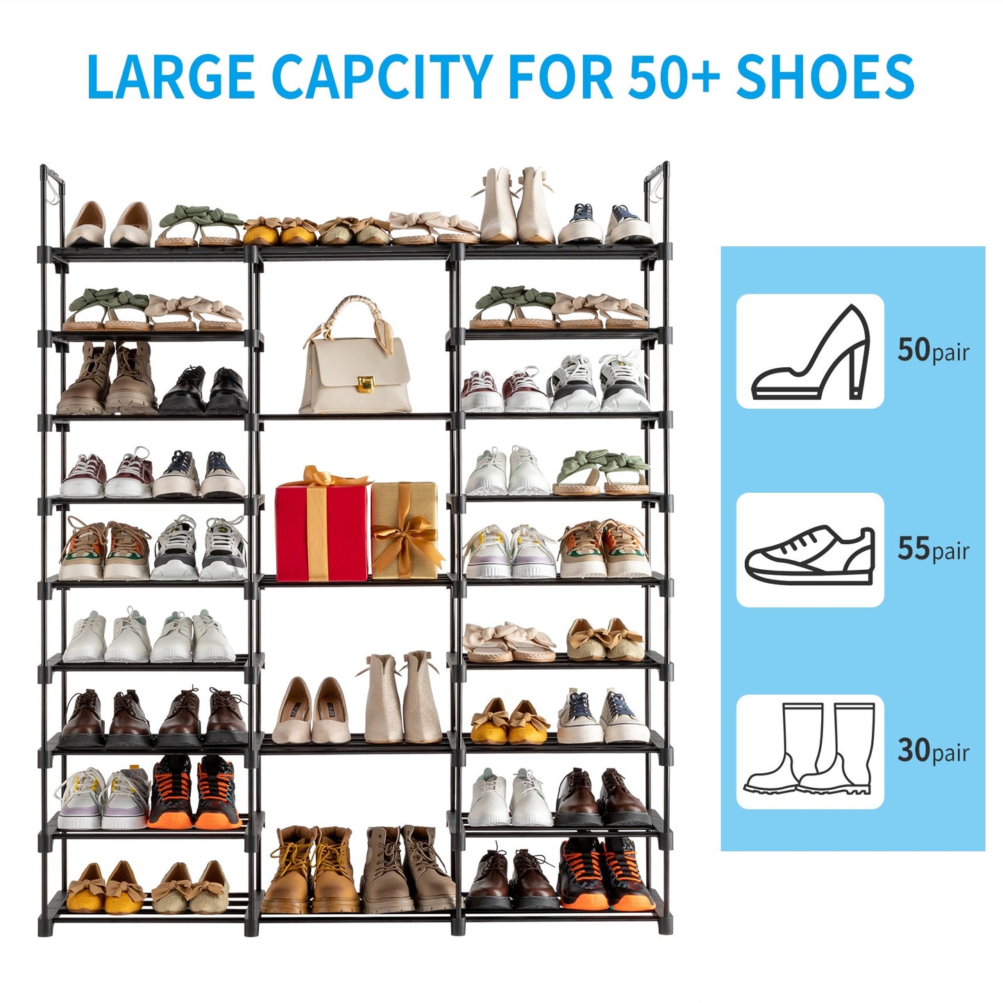 9 Tiers Shoe Rack Storage Organizer