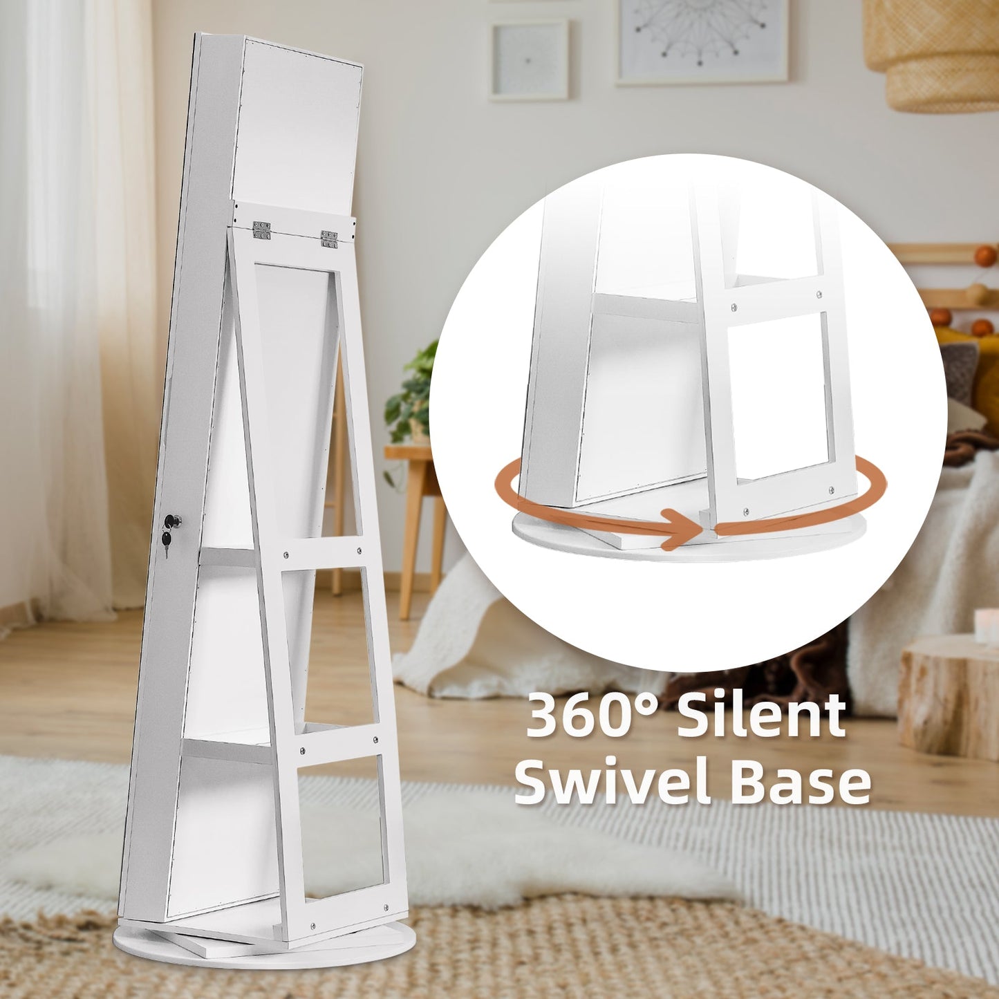 Jewelry Armoire with Full Length Mirror