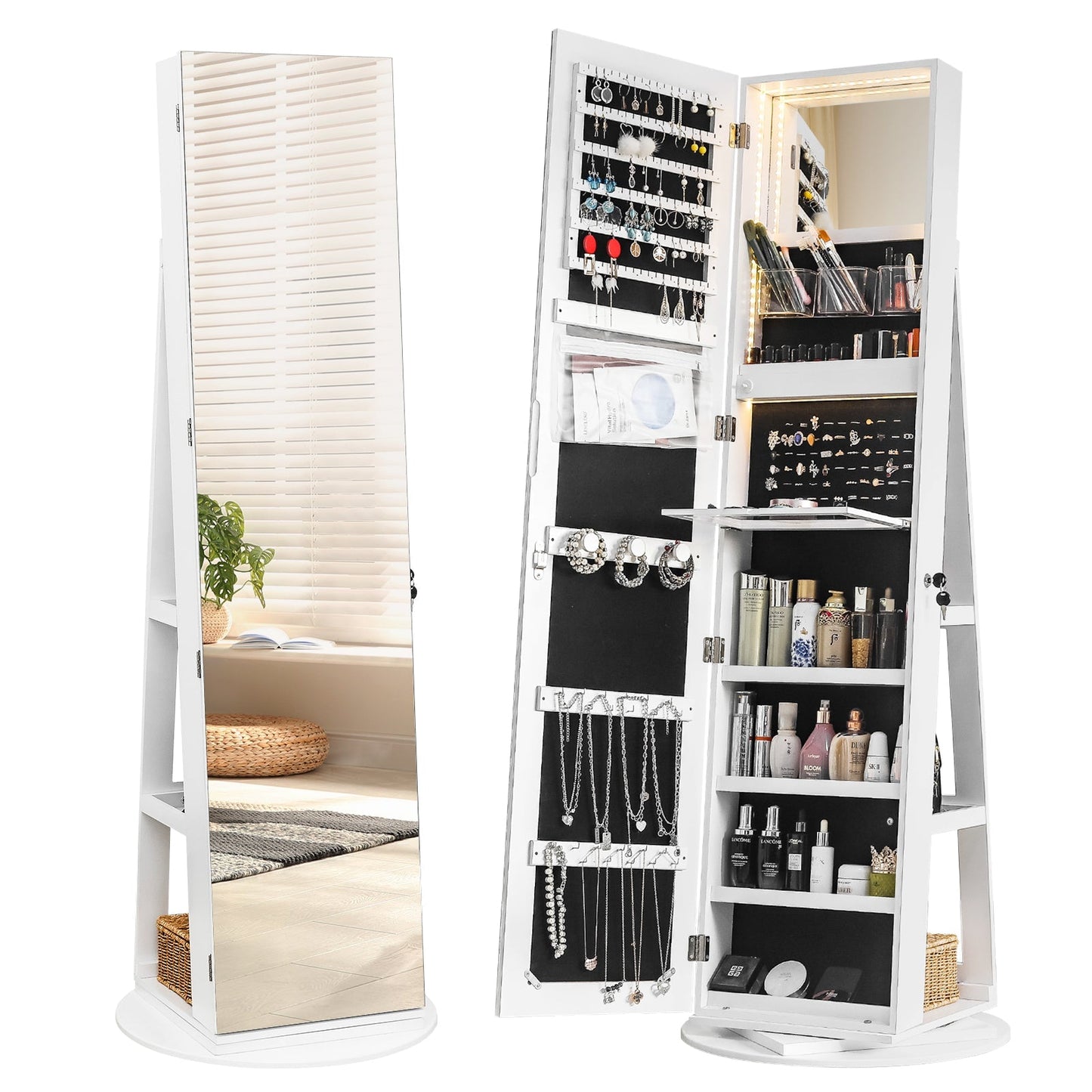 Jewelry Armoire with Full Length Mirror