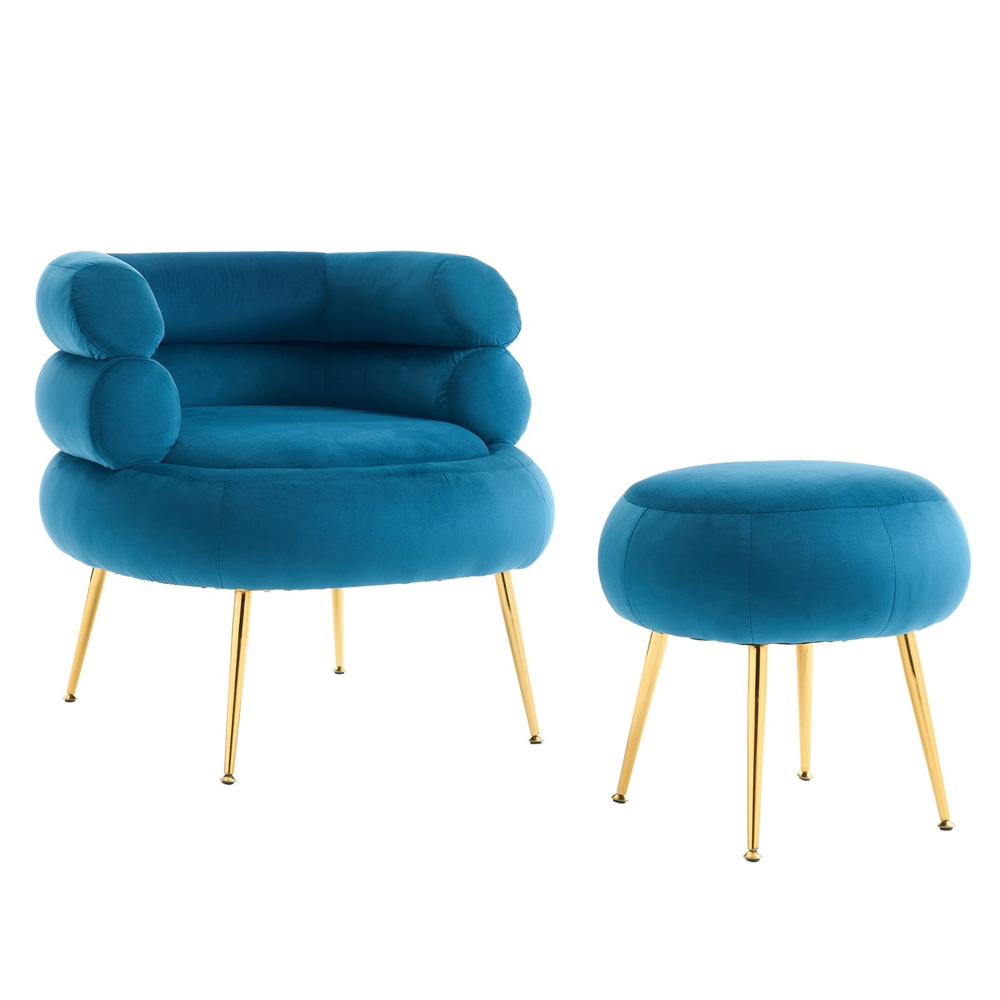 With Pedals Velvet Indoor Armchair Blue - MONLANE