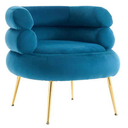 With Pedals Velvet Indoor Armchair Blue - MONLANE