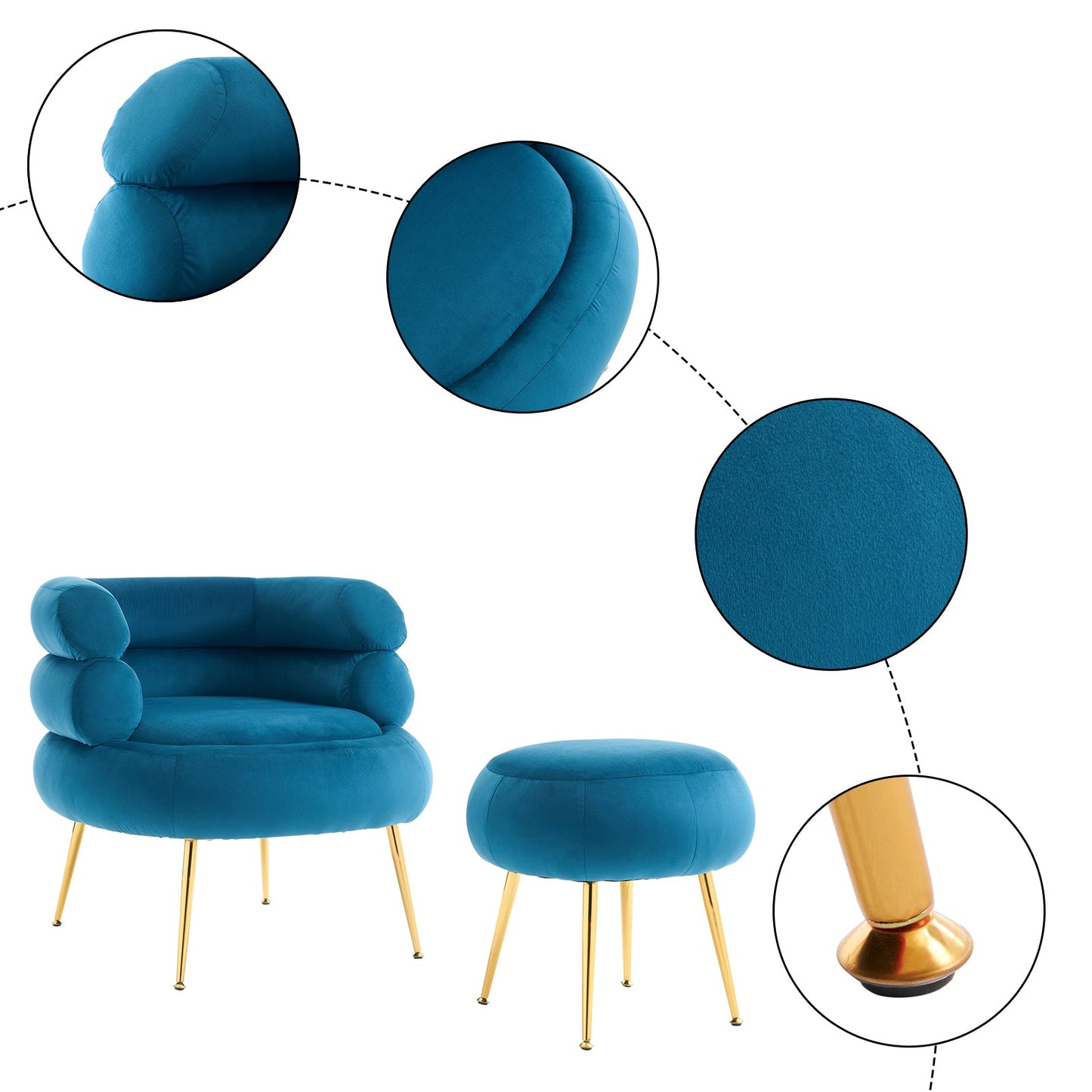 Velvet Indoor Armchair Blue