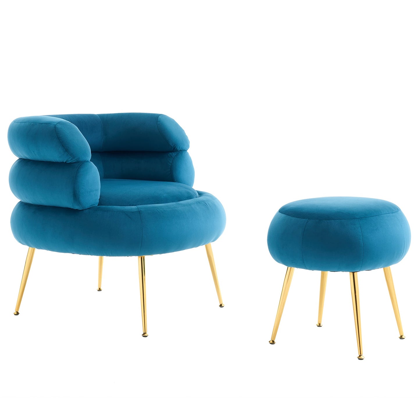 With Pedals Velvet Indoor Armchair Blue - MONLANE