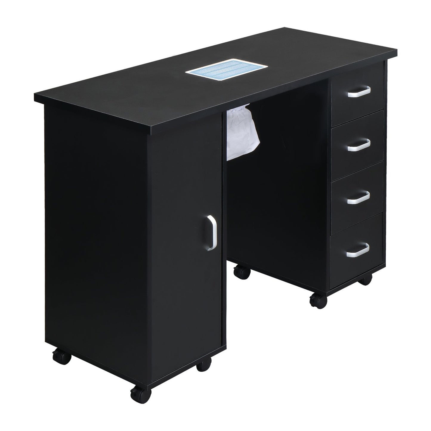 Single Door 4 Drawers with Fan Black Nail Table
