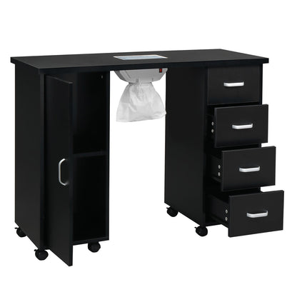 Single Door 4 Drawers with Fan Black Nail Table