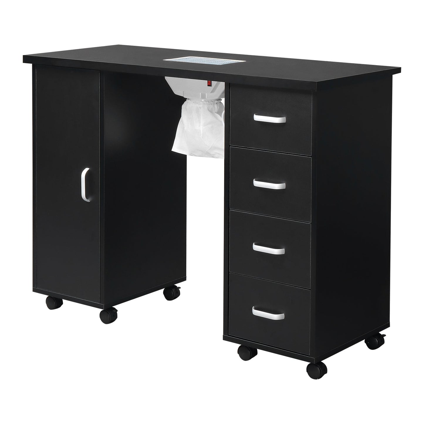 Single Door 4 Drawers with Fan Black Nail Table