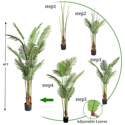 FCH 4FT Green Plastic 12 Leaf Palm Tree Simulation Tree