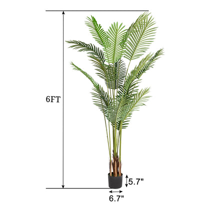 FCH 6FT Green Plastic 16 Leaf Palm Tree Simulation Tree