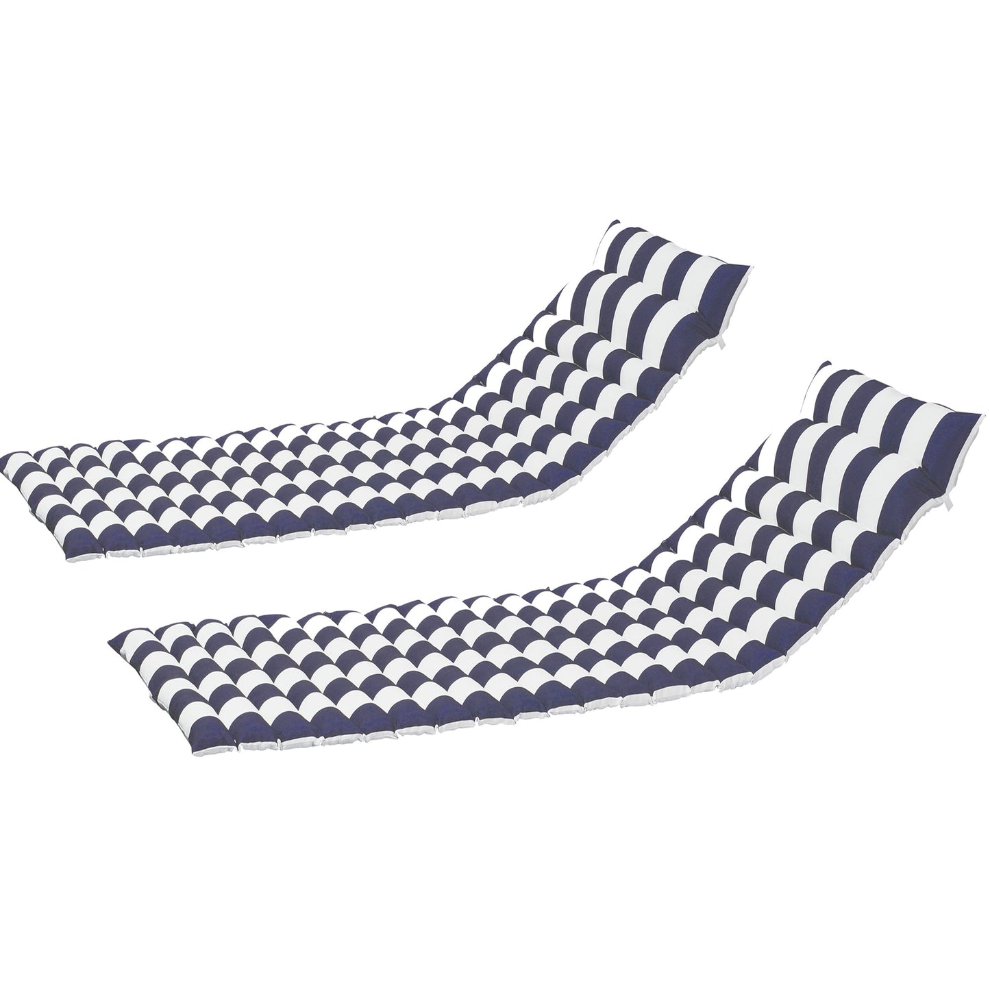 2 PCS Set Outdoor Lounge Chair Cushion Replacement Patio Seat Cushion ，BLUE-WHITE Stripe - MONLANE