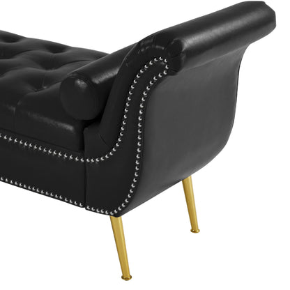 Black, PU Leather, Metal Feet Upholstered Ottoman Bedroom Lounge Ottoman Flip Top Storage Sofa Bench - MONLANE