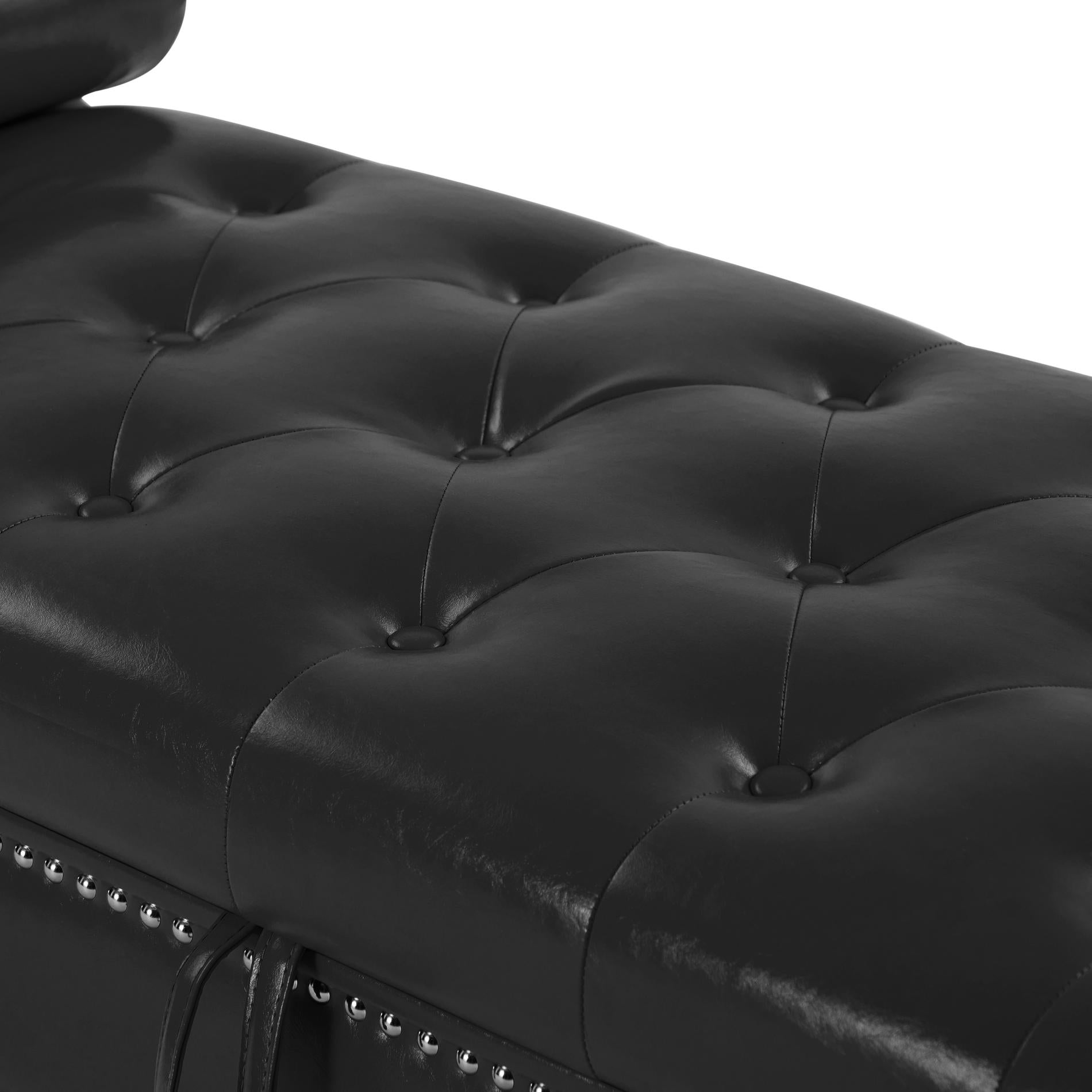 Black, PU Leather, Metal Feet Upholstered Ottoman Bedroom Lounge Ottoman Flip Top Storage Sofa Bench - MONLANE