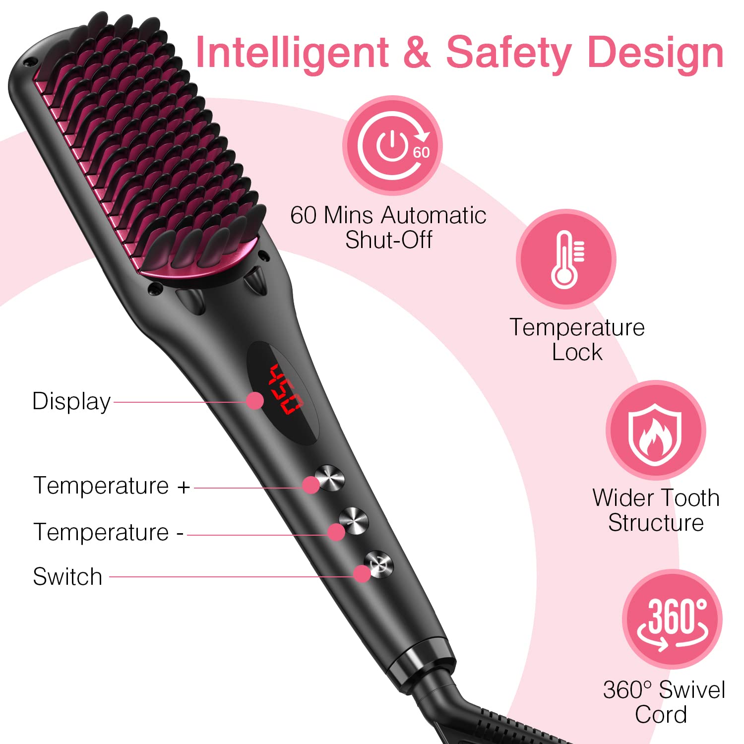 Enhanced Ceramic Hair Straightener Brush - MONLANE