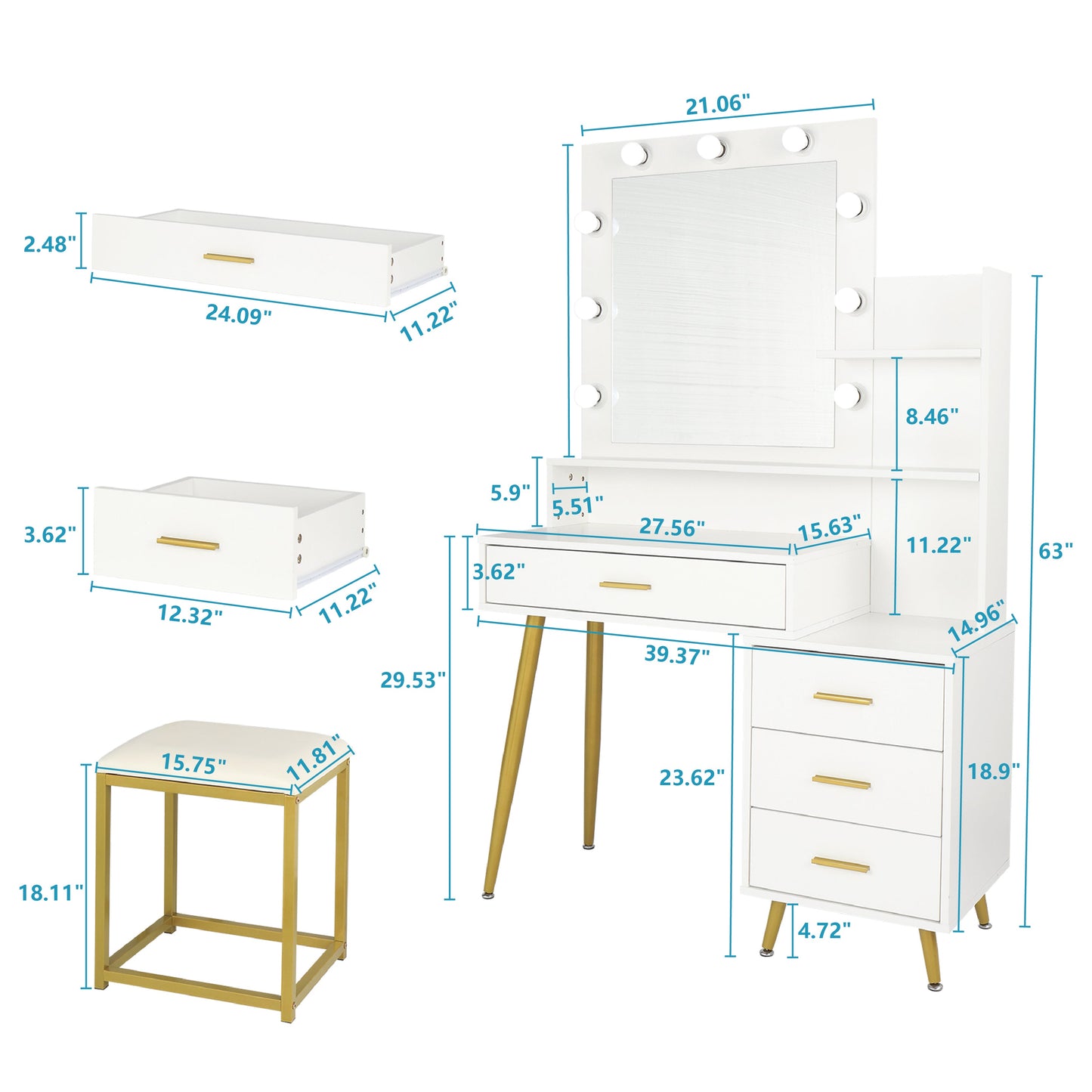 Vanity Set with LED Bulbs