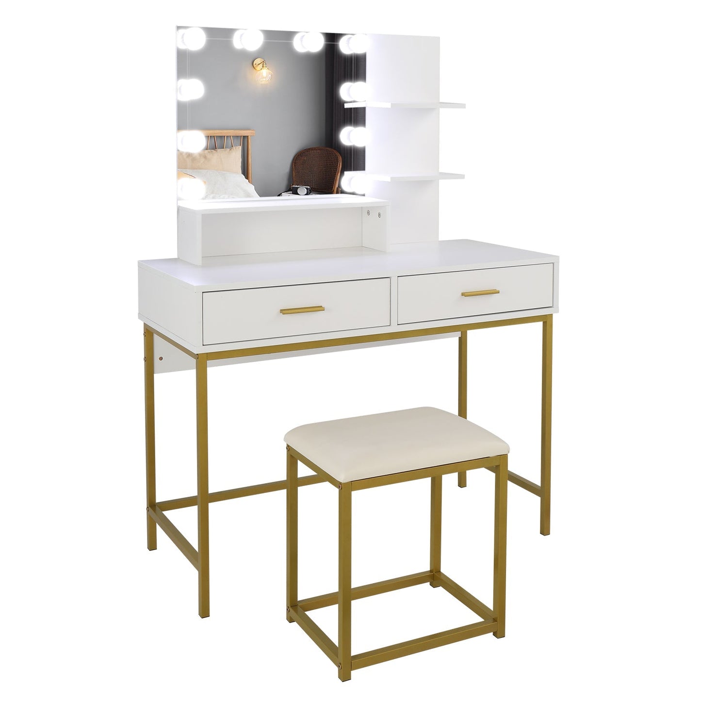 Large Vanity Set with 10 LED Bulbs