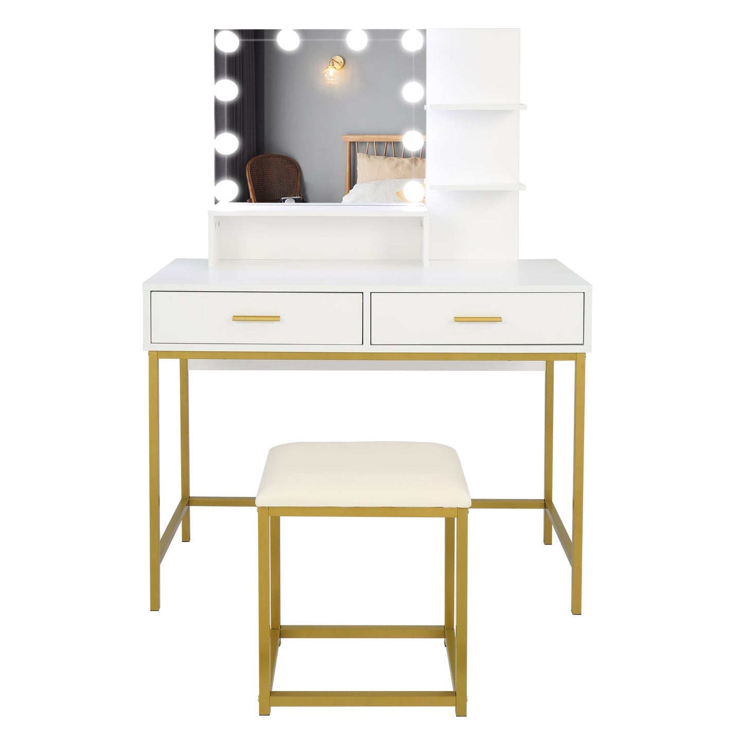 Large Vanity Set with 10 LED Bulbs
