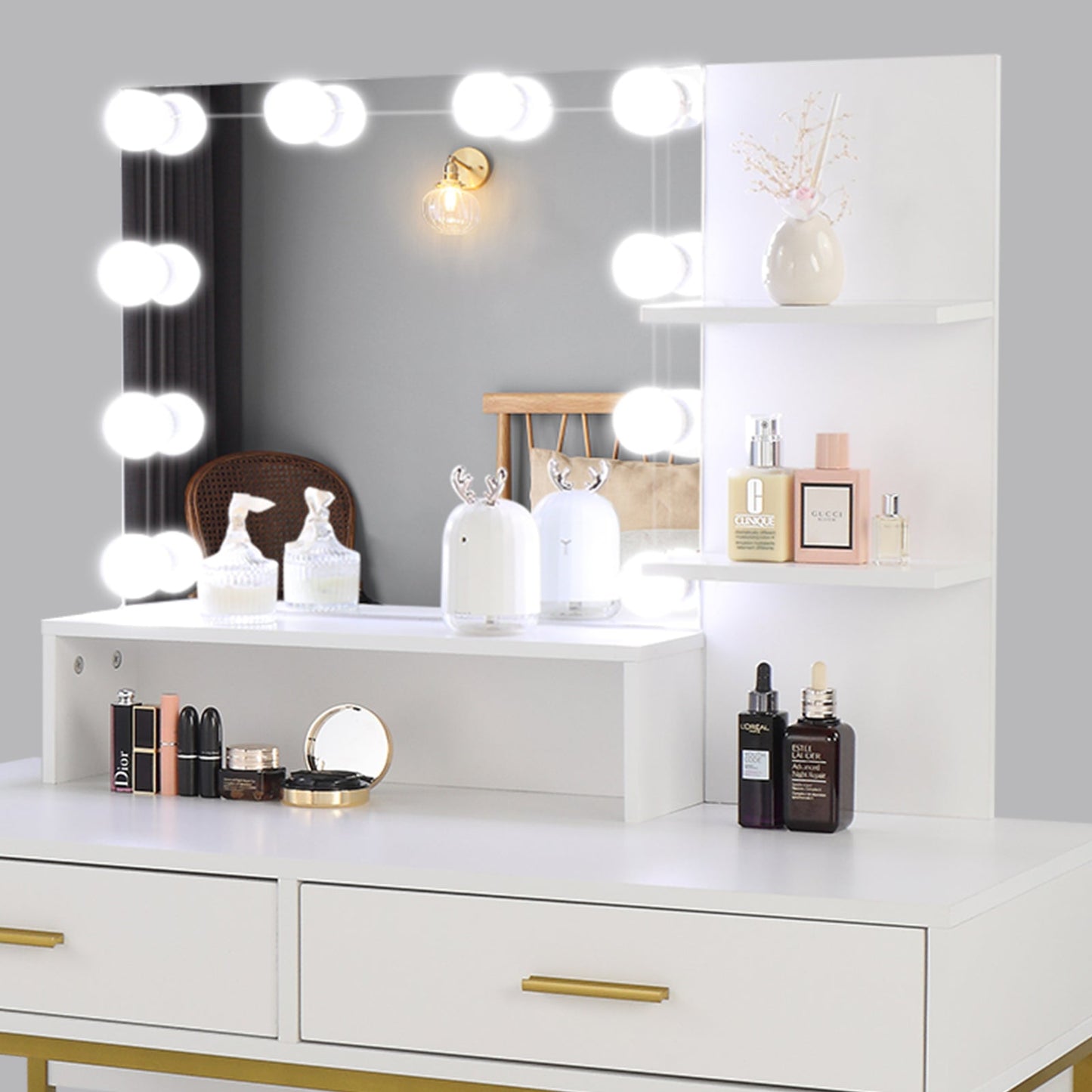 Large Vanity Set with 10 LED Bulbs