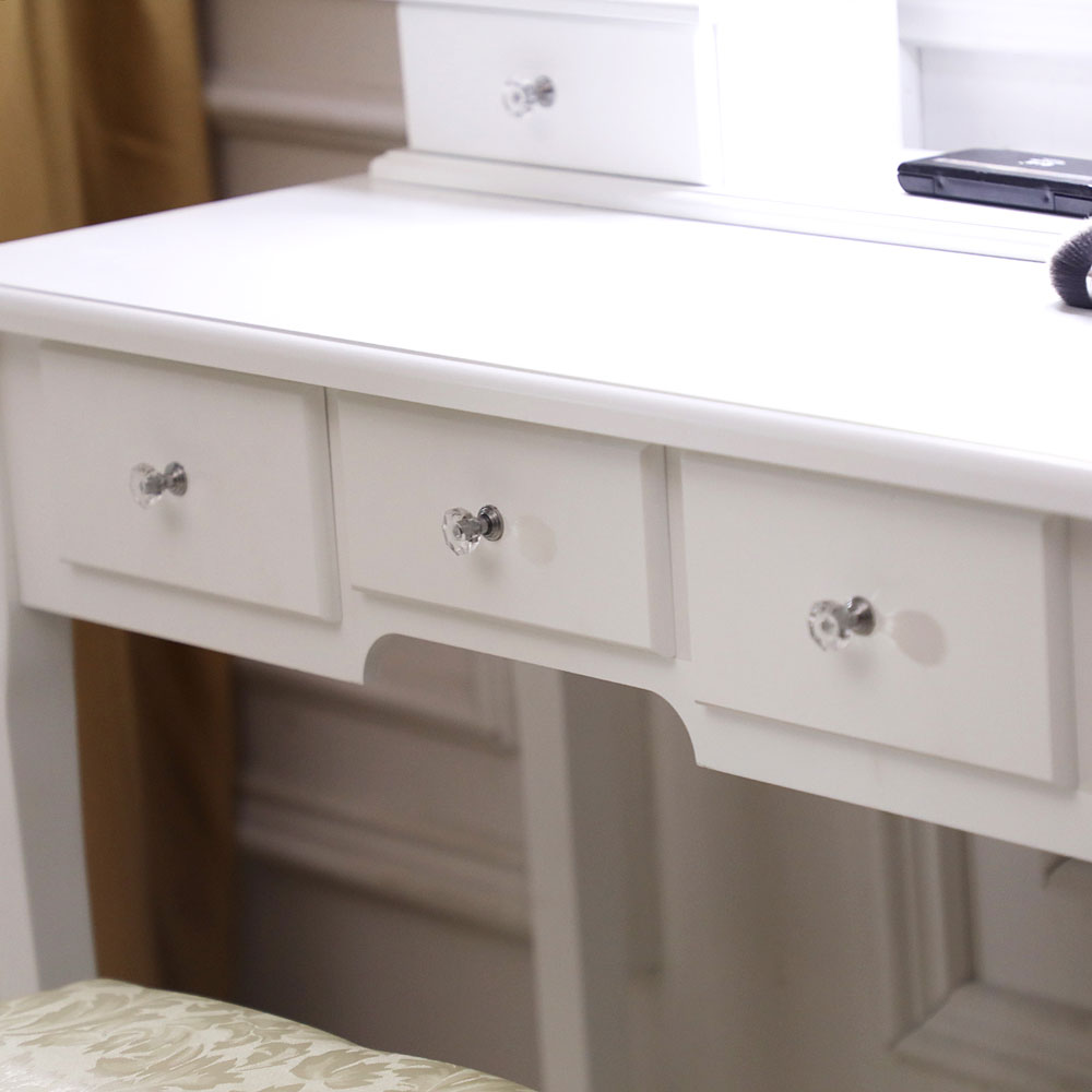 Single Mirror 5 Drawer Dressing Table with Light Bulb - MONLANE