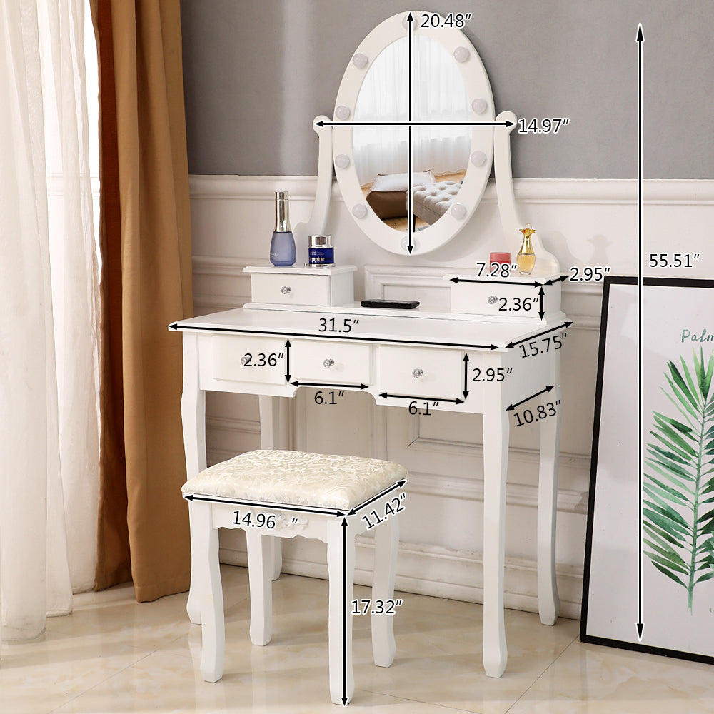 5 Drawer Dressing Table with Light