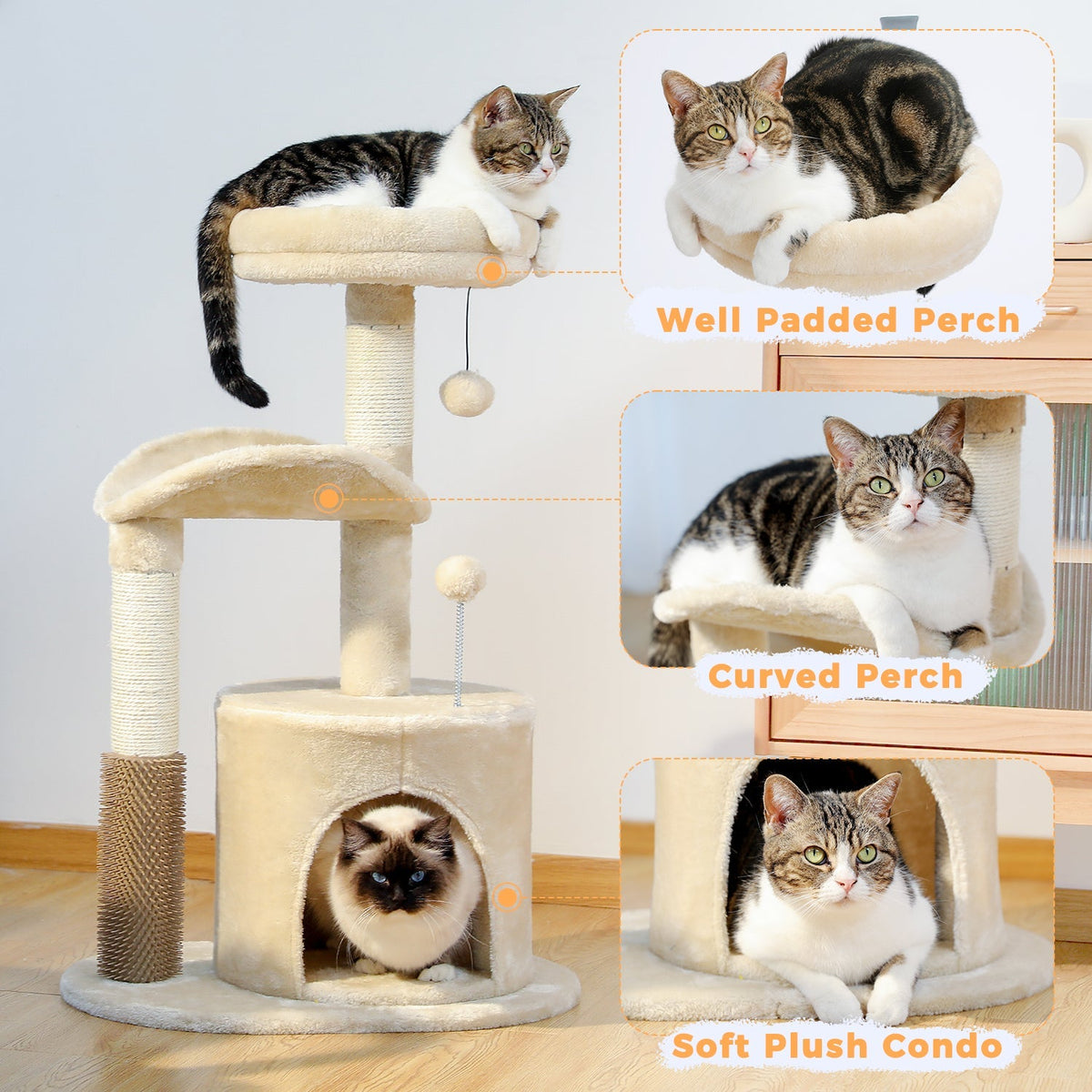 Beige cat tower, view 6