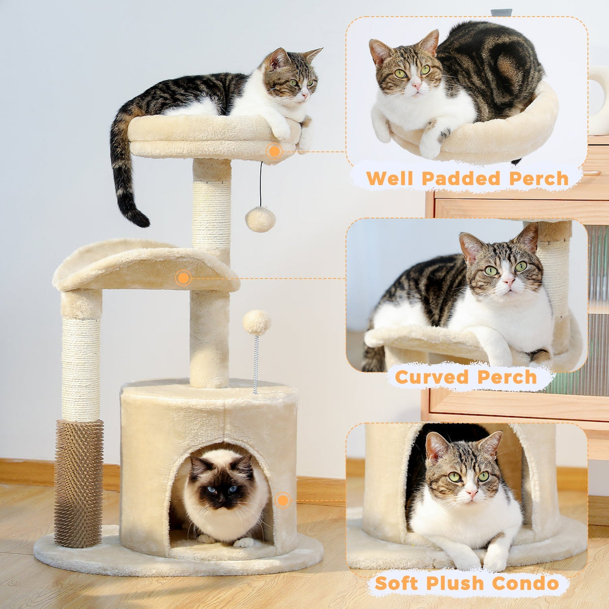 Beige cat tower, view 7