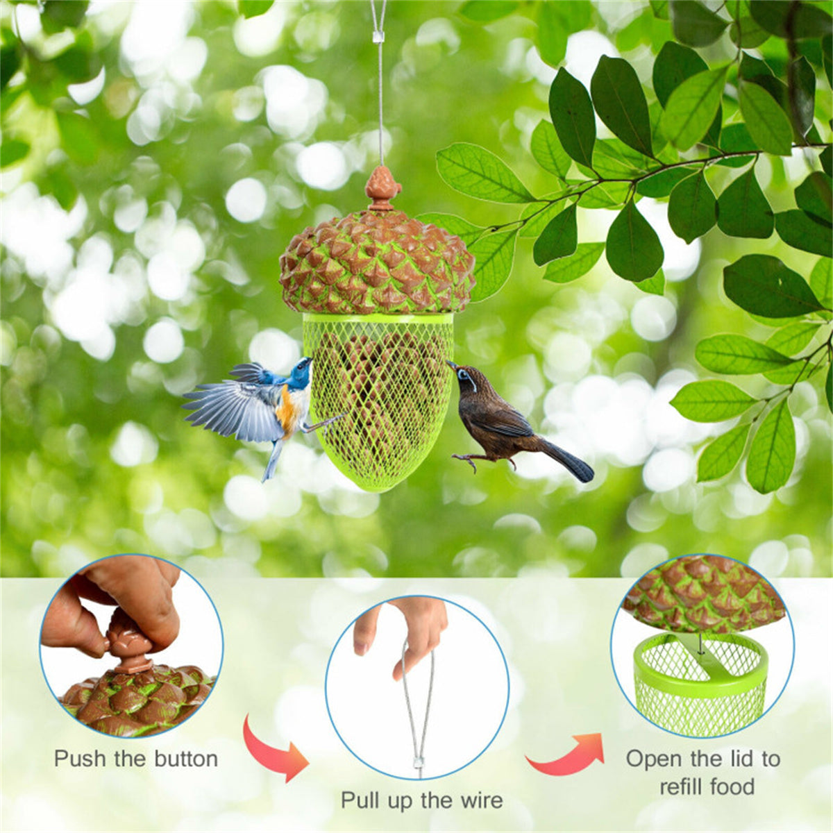 Bird Feeder Outdoor Hanging Food Dispenser - MONLANE
