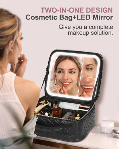 Travel Makeup Bag With Light Up Mirror