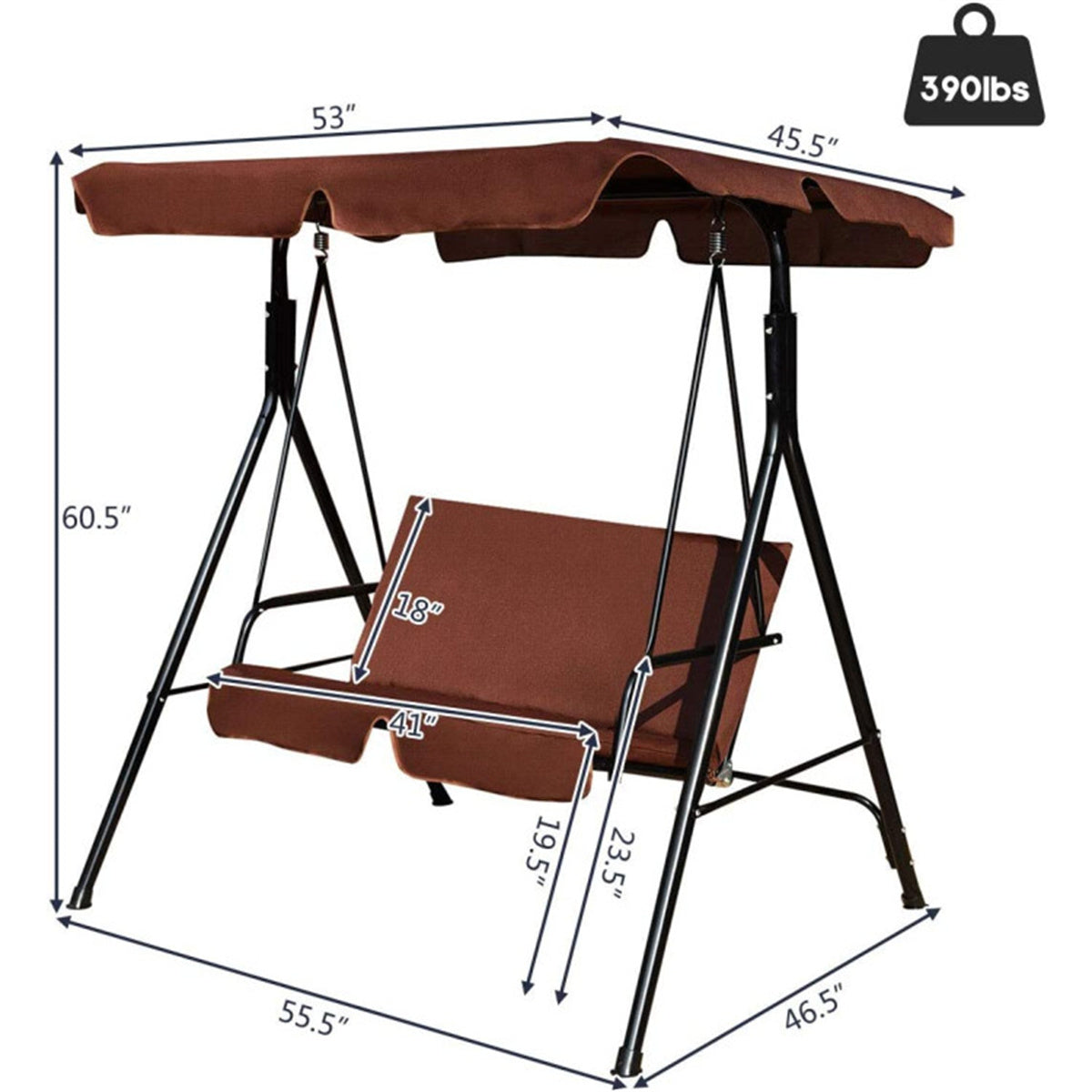 Double Seat Patio Swing Chair