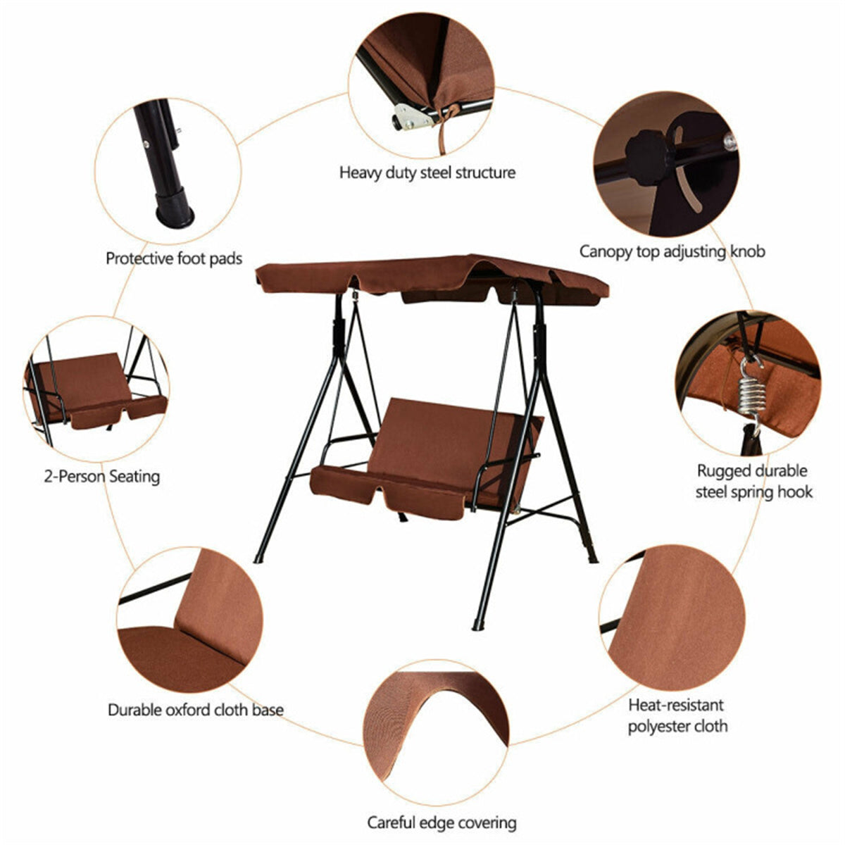 Double Seat Patio Swing Chair