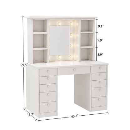 Vanity Desk with LED Lighted Mirror
