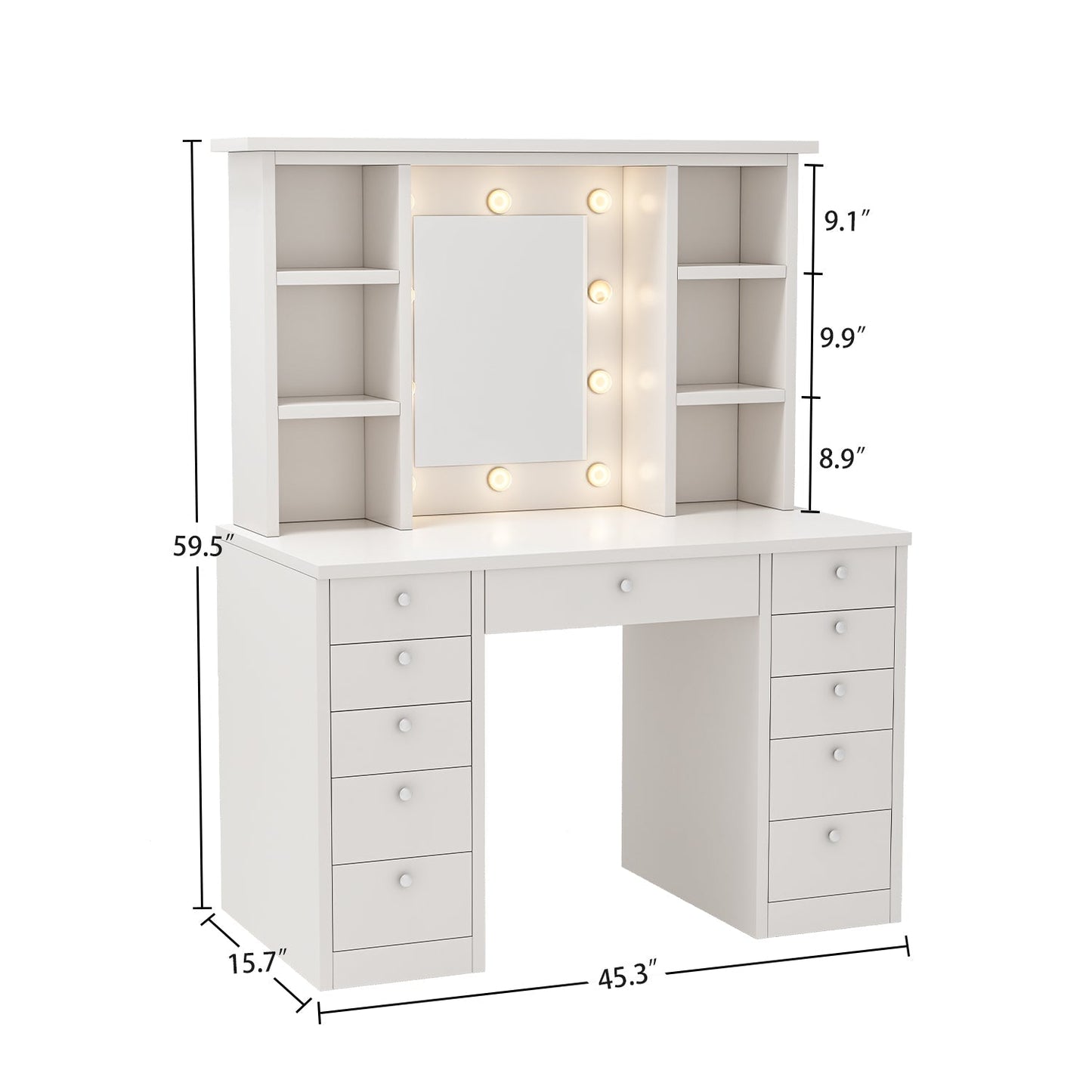 Vanity Desk with LED Lighted Mirror