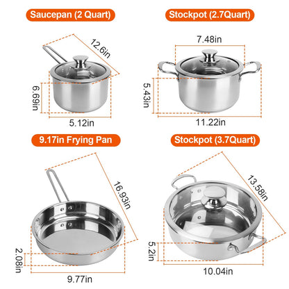 Stainless Steel Cookware Set Fast Even Heat