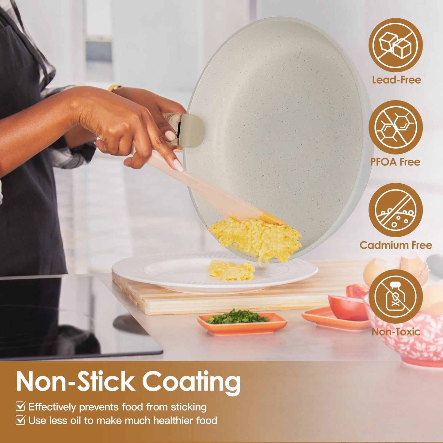 9Pcs Nonstick Cookware Set Kitchen Pots