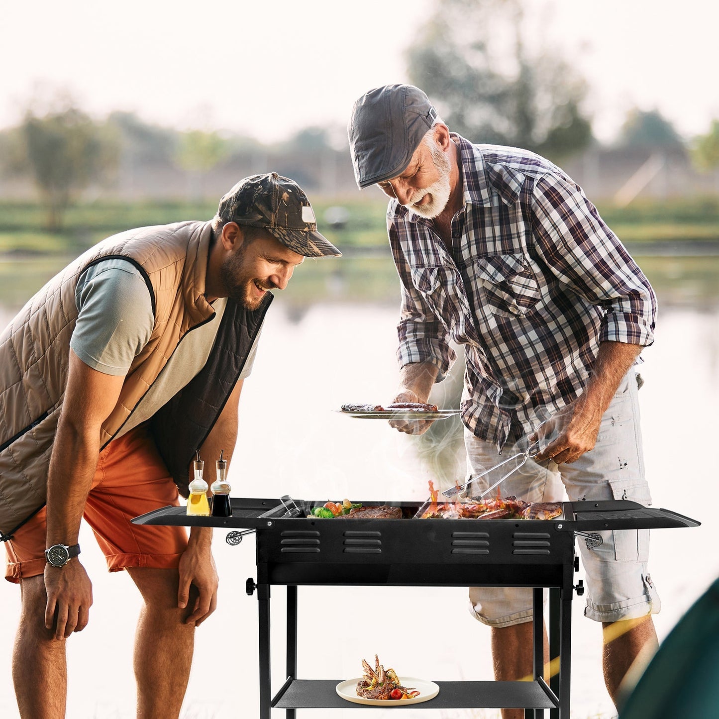 Portable Charcoal Grills for Outdoor BBQ, Foldable Kabob Barbecue Grill for Camping