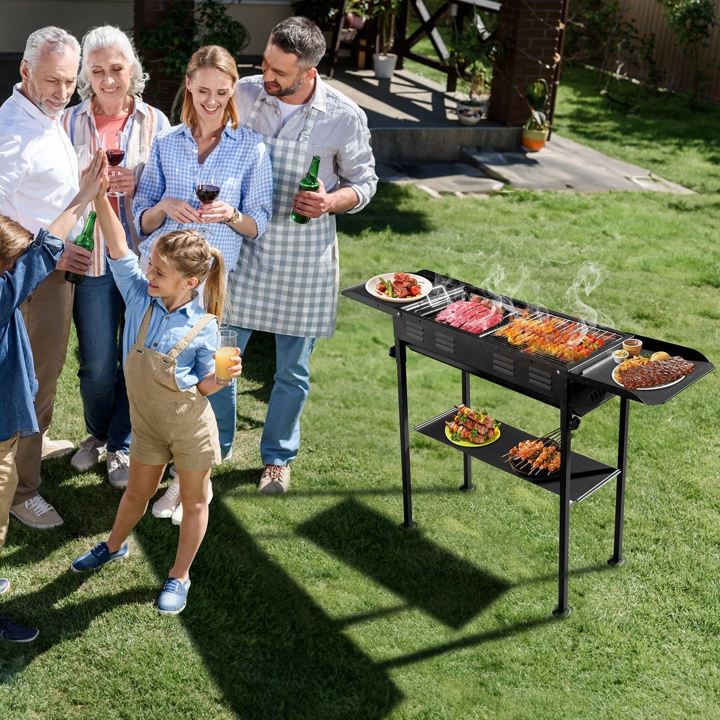 Portable Charcoal Grills for Outdoor BBQ, Foldable Kabob Barbecue Grill for Camping