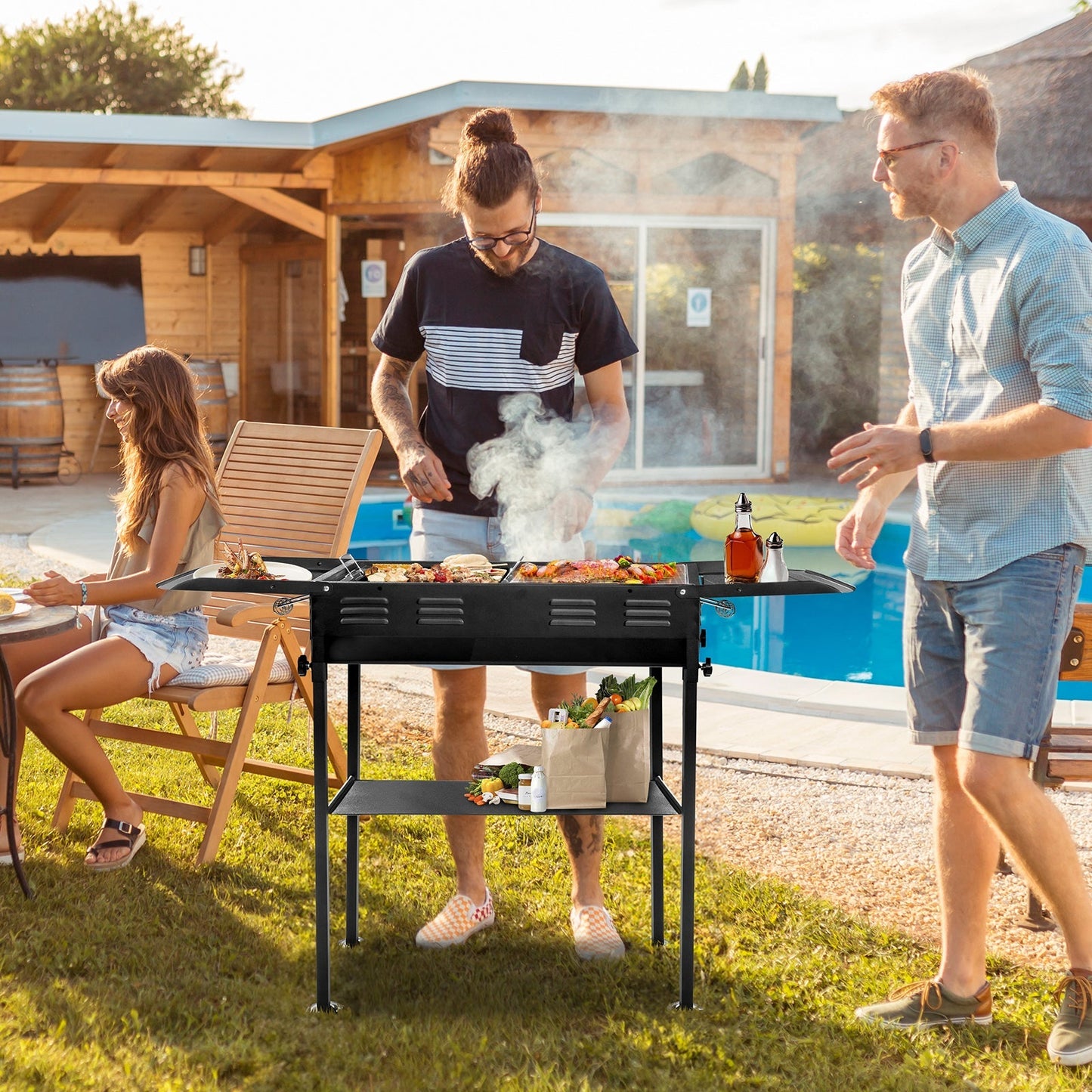 Portable Charcoal Grills for Outdoor BBQ, Foldable Kabob Barbecue Grill for Camping