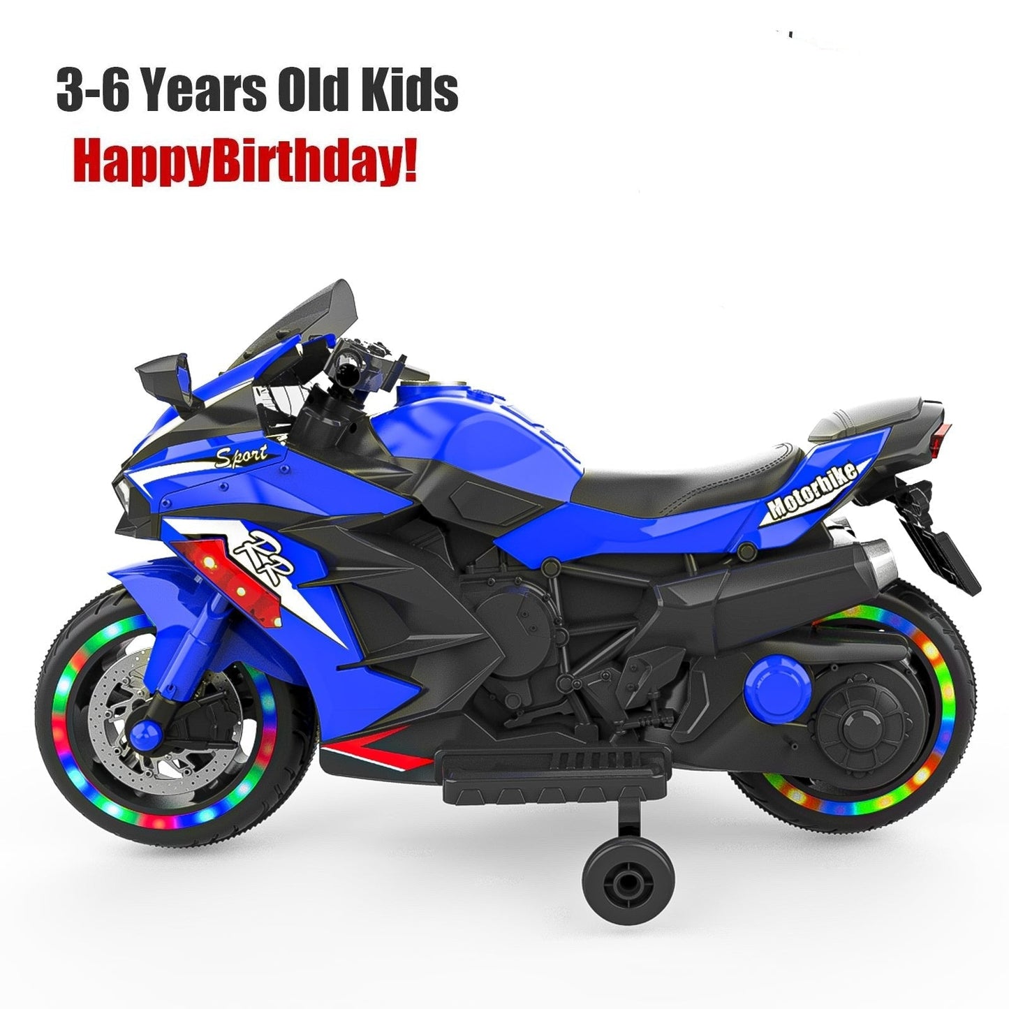 Kids Blue Bluetooth Ride On Motorcycle