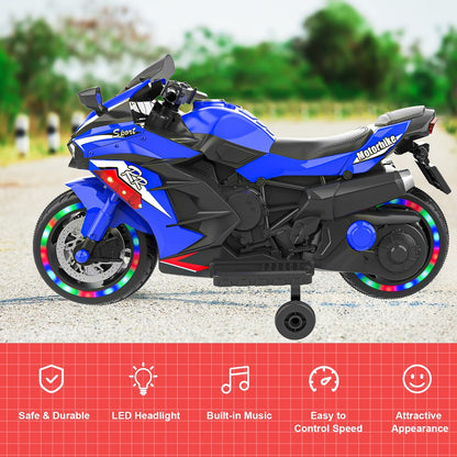 Kids Blue Bluetooth Ride On Motorcycle