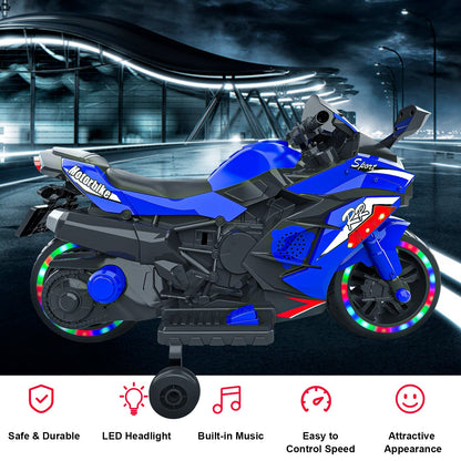 Kids Blue Bluetooth Ride On Motorcycle