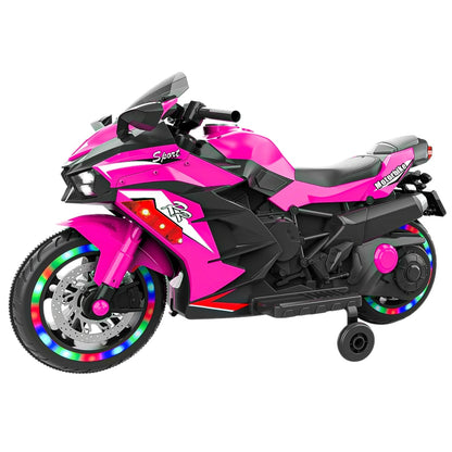 Kids Pink Bluetooth Ride On Motorcycle