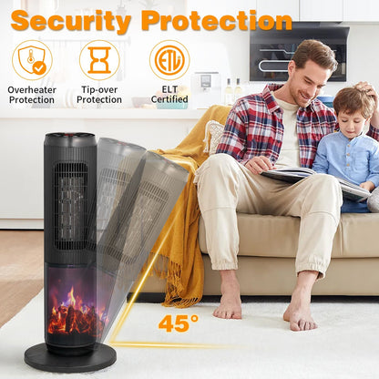 Tower Space Heater with 3D Flame