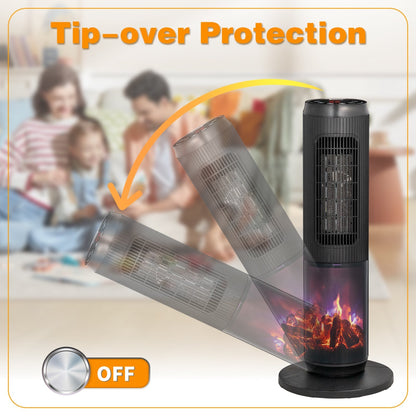Tower Space Heater with 3D Flame