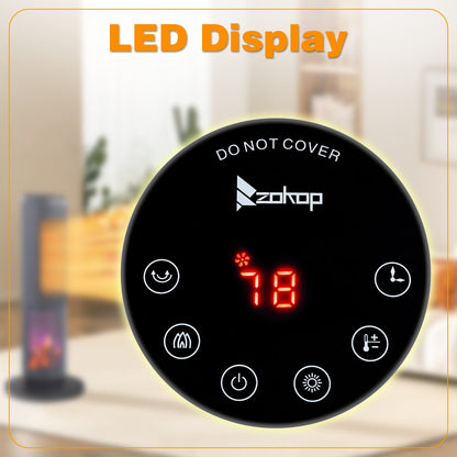 Living Room Tower Heater with Lifelike Flame Effect