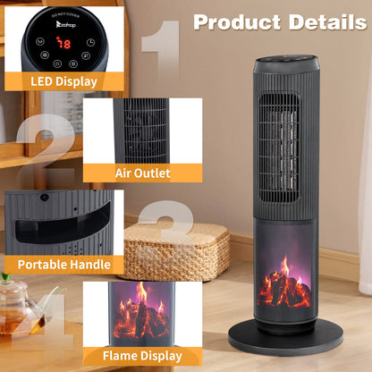 Flame-effect tower heater, view 6