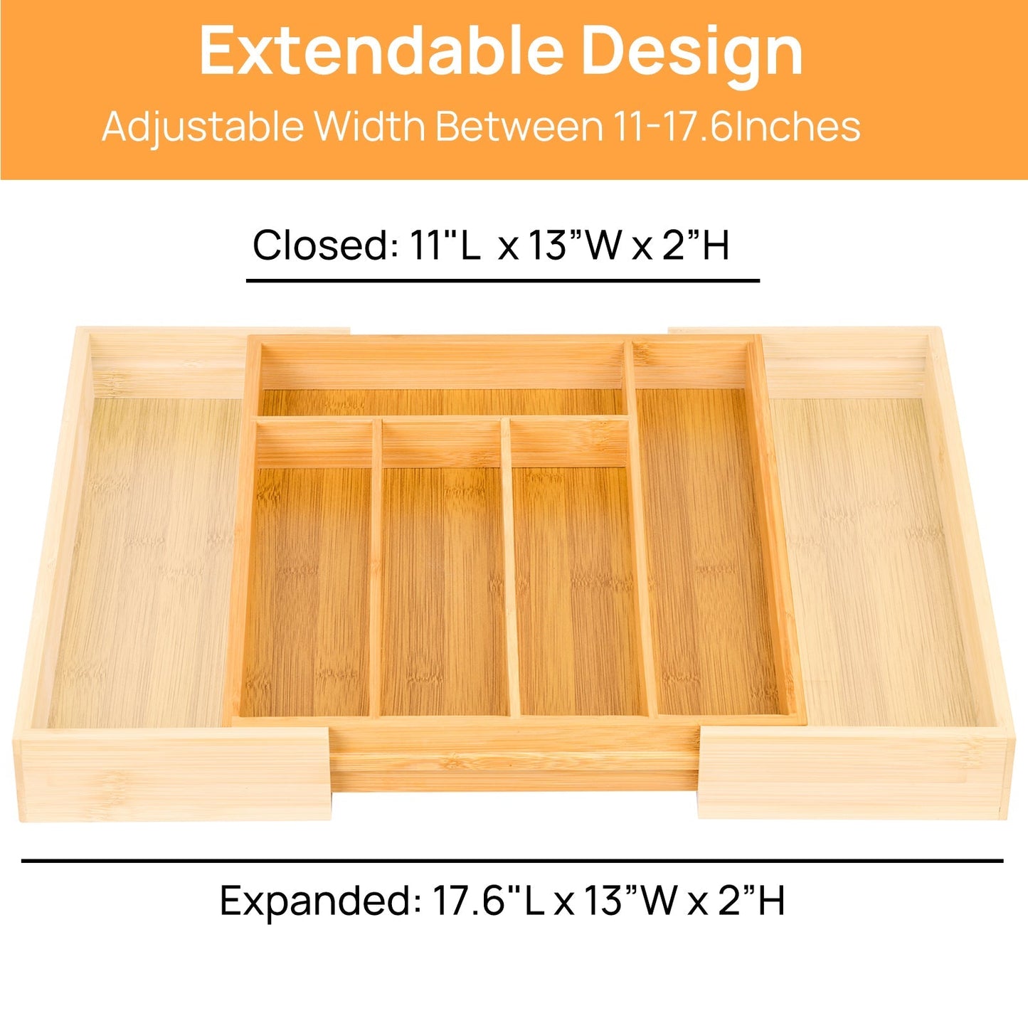 Expandable Bamboo Kitchen Drawer Organizer