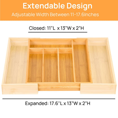 Expandable Bamboo Kitchen Drawer Organizer
