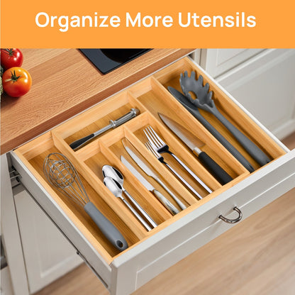 Expandable Bamboo Kitchen Drawer Organizer