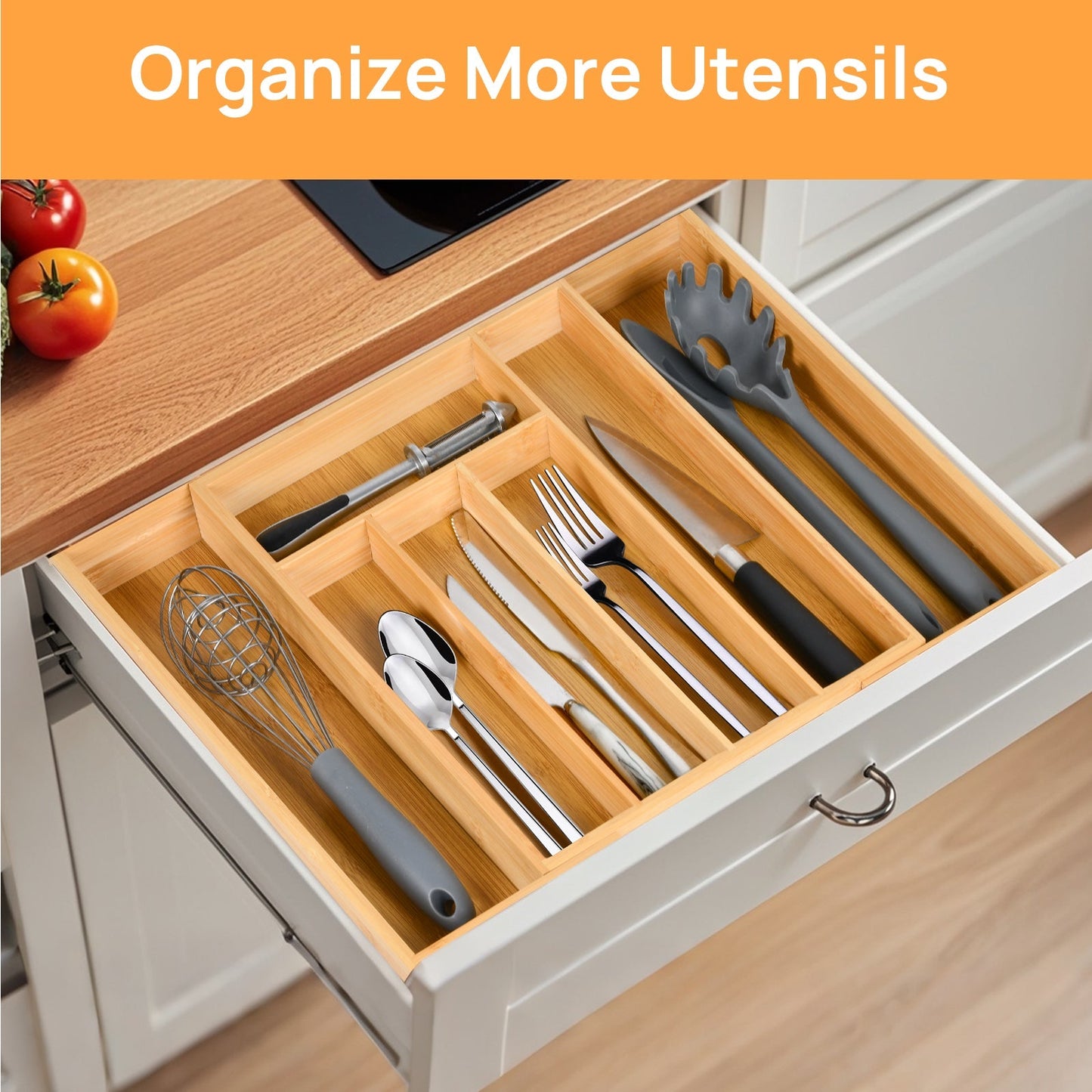 Expandable Bamboo Kitchen Drawer Organizer