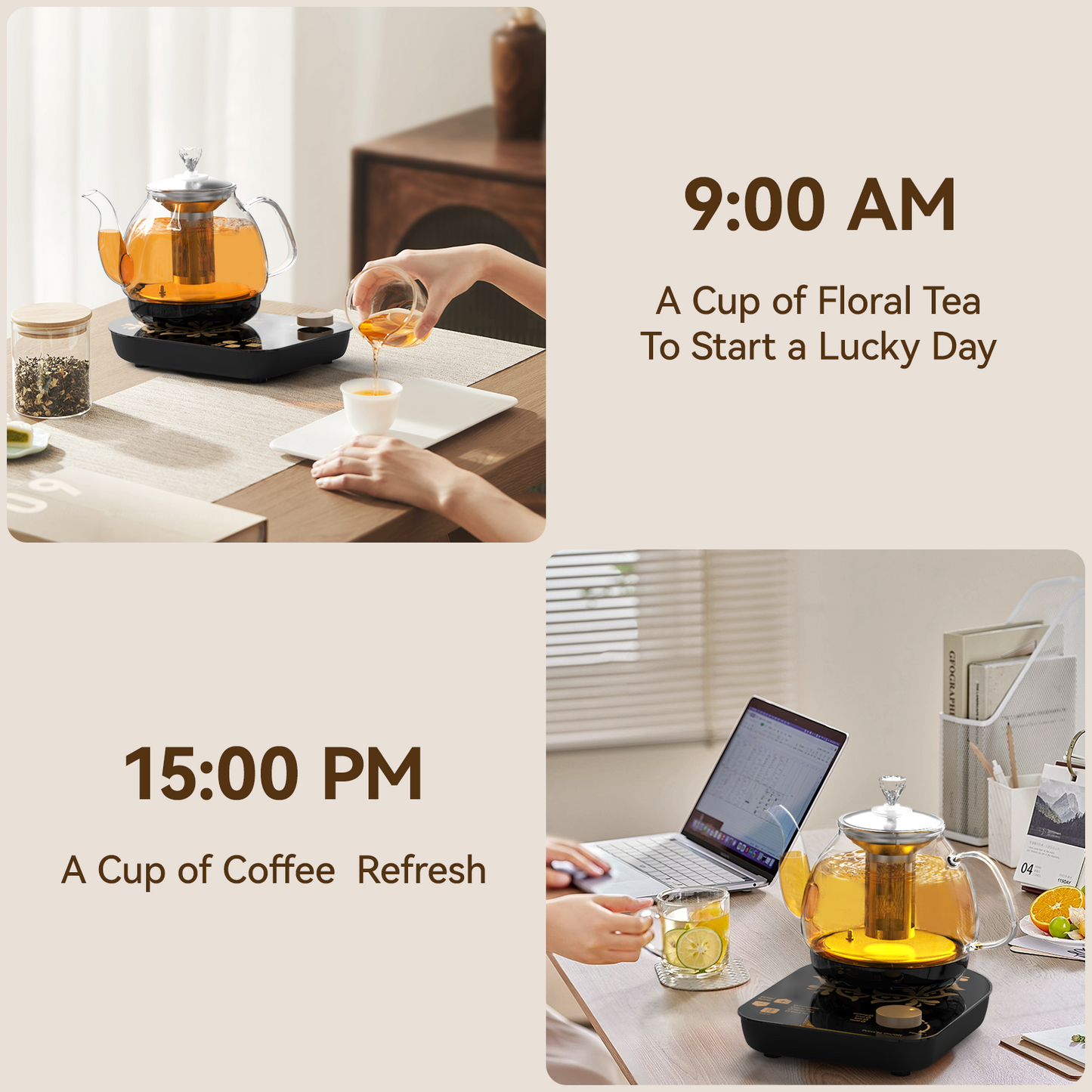 Compact Tea Maker Electric Glass Kettle