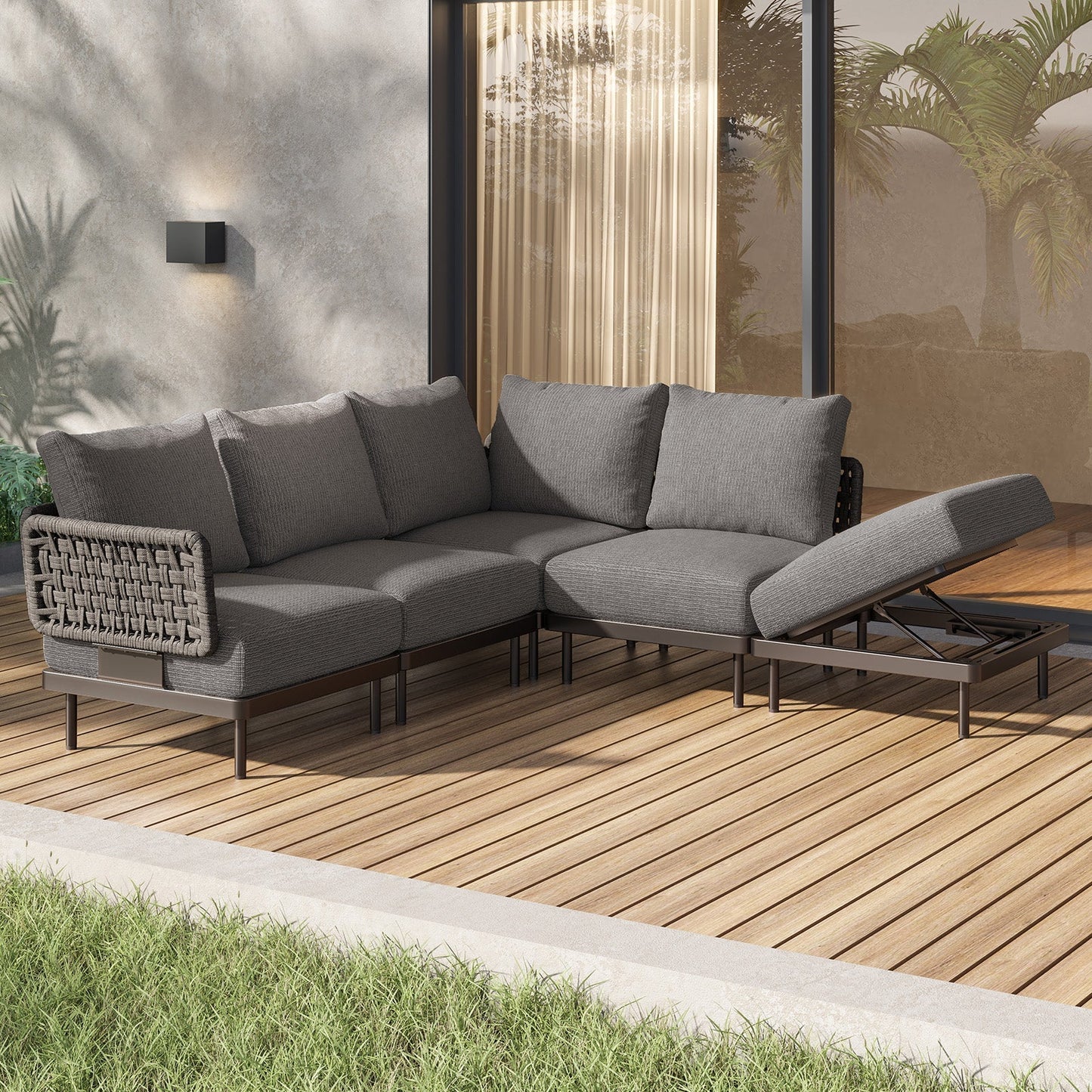 Patio Sofa and Adjustable Recliner